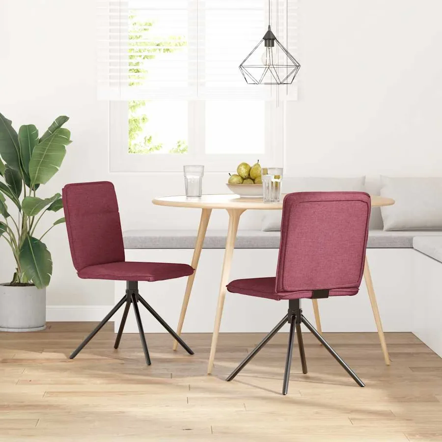 Chaises à manger lot de 2 rouge bordeaux tissu - 2