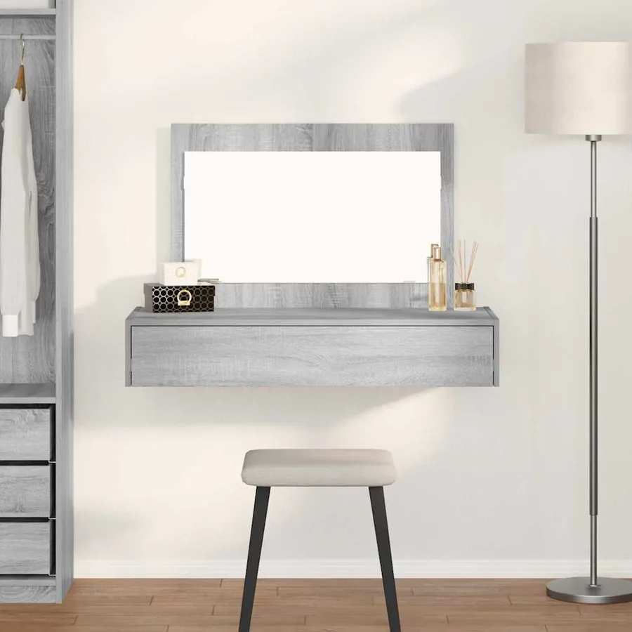 Table de Toilette Gris 100 x 40 x 70 cm Bois d'ingénierie