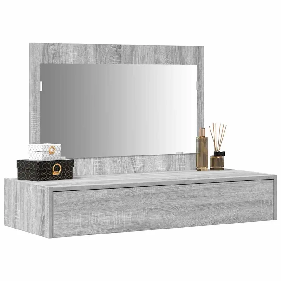 Table de Toilette Gris 100 x 40 x 70 cm Bois d'ingénierie - 3