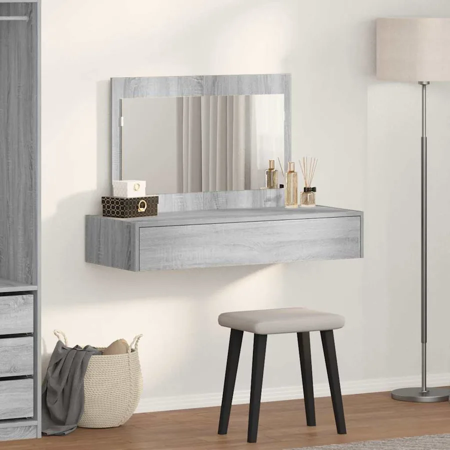 Table de Toilette Gris 100 x 40 x 70 cm Bois d'ingénierie - 4