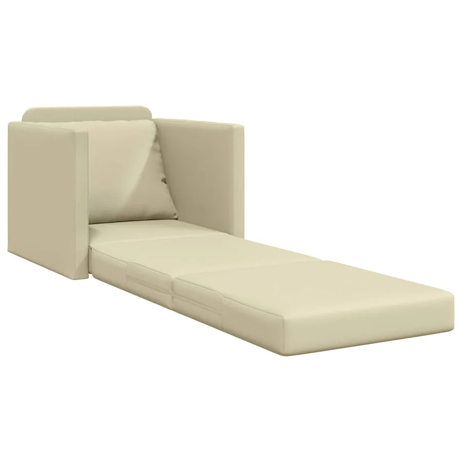 Canapé-Lit 60cm Crème Simili cuir - 4