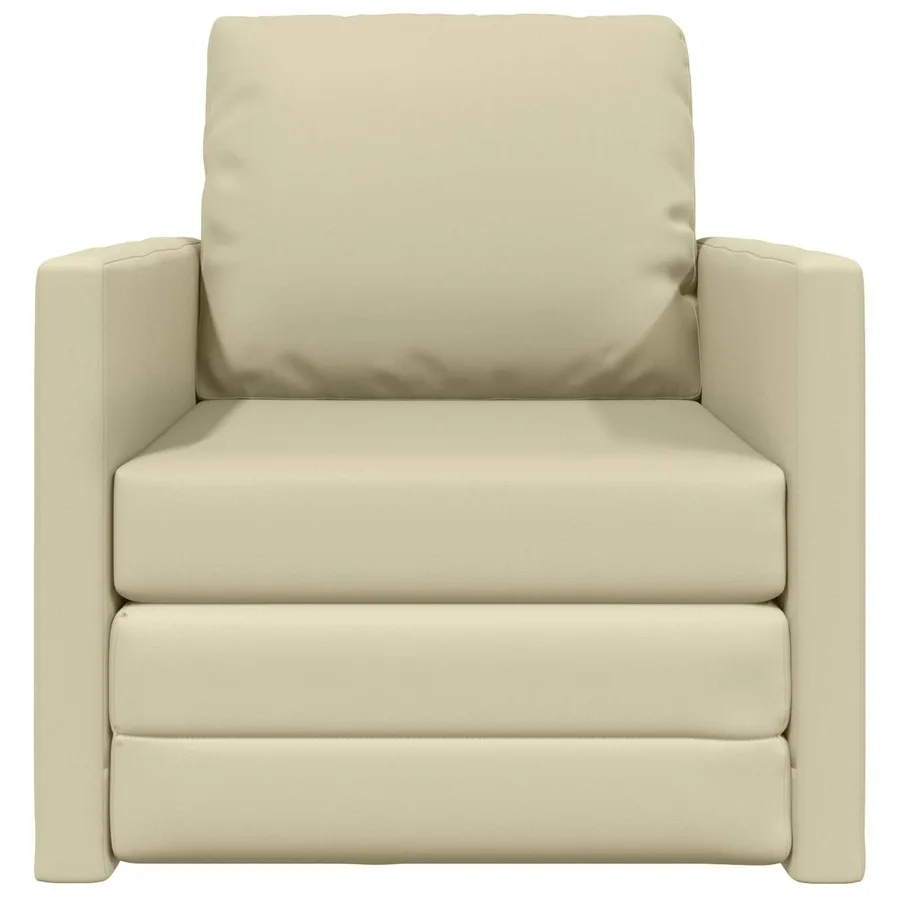 Canapé-Lit 60cm Crème Simili cuir - 5