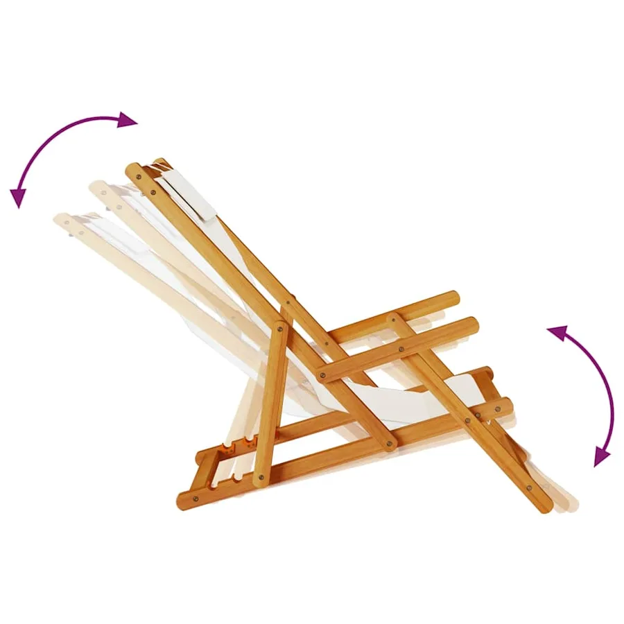 Chaise pliante avec accoudoirs en bois d'acacia gris clair et textilène - 8