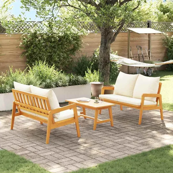 Ensemble bistrot avec coussin 3 pcs Marron Bois d'Acacia Massif