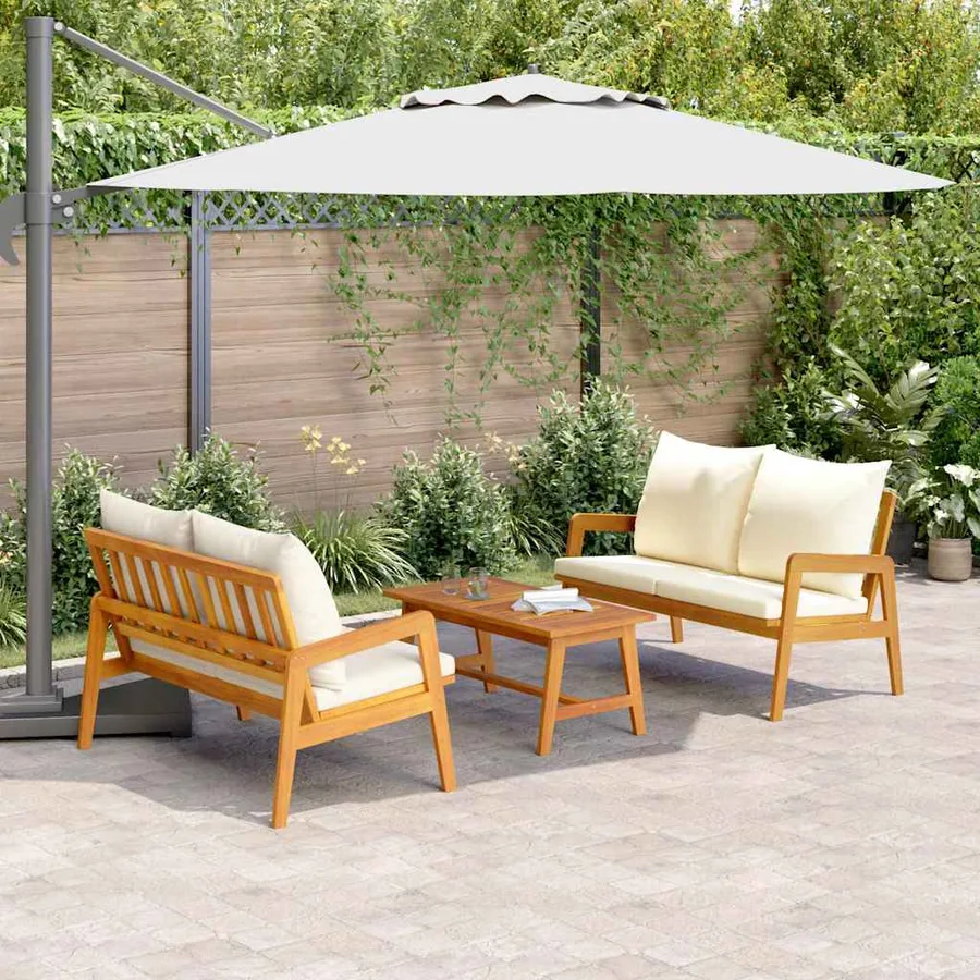 Ensemble bistrot avec coussin 3 pcs Marron Bois d'Acacia Massif - 4