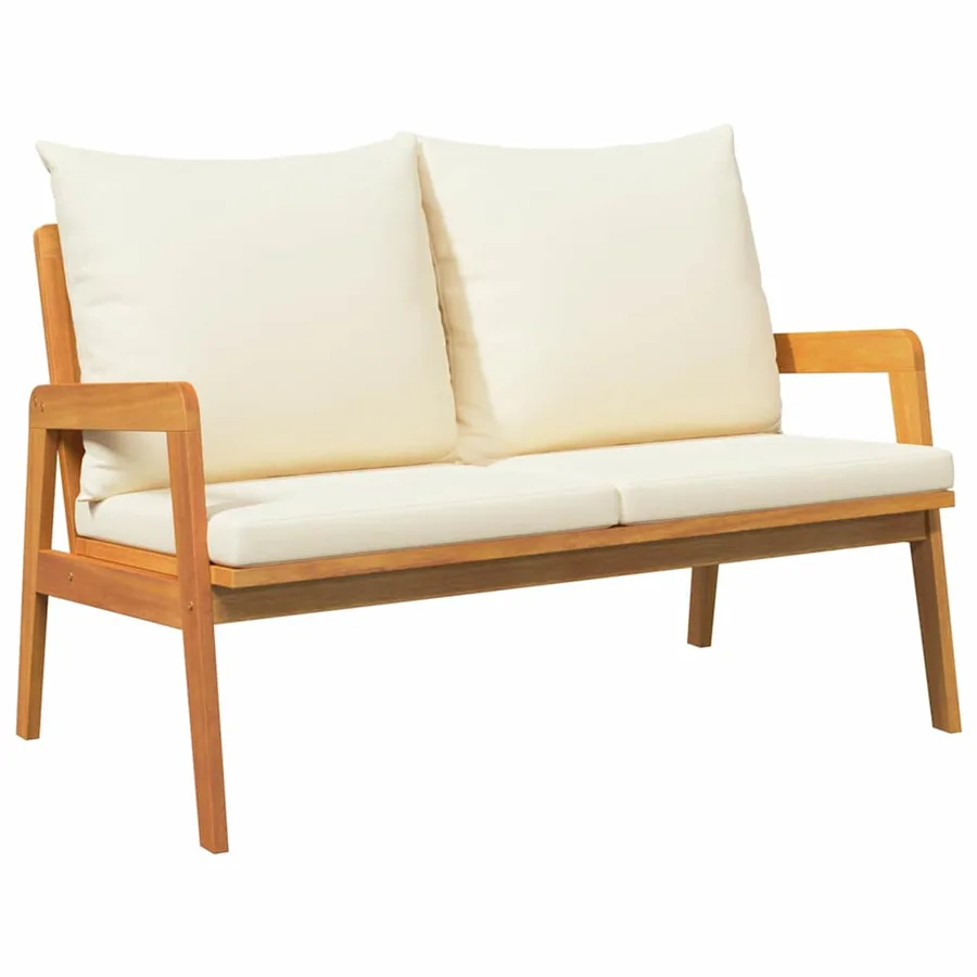 Ensemble bistrot avec coussin 3 pcs Marron Bois d'Acacia Massif - 5