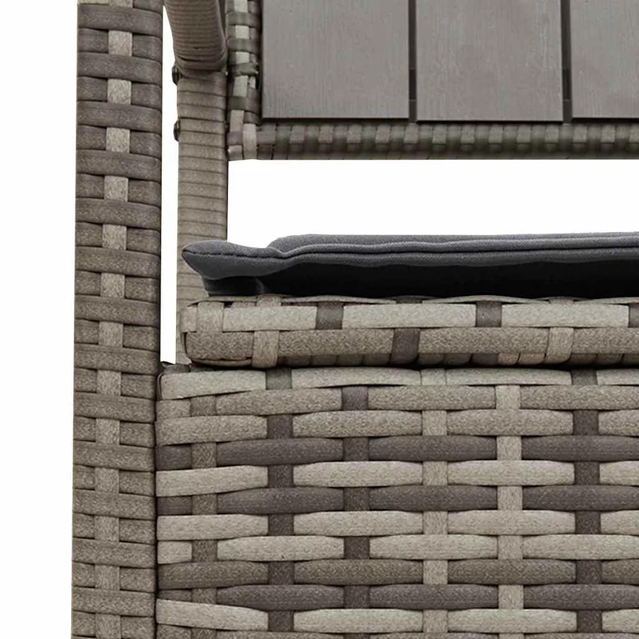 Banc de rangement de jardin avec coussin gris résine tressée - 9