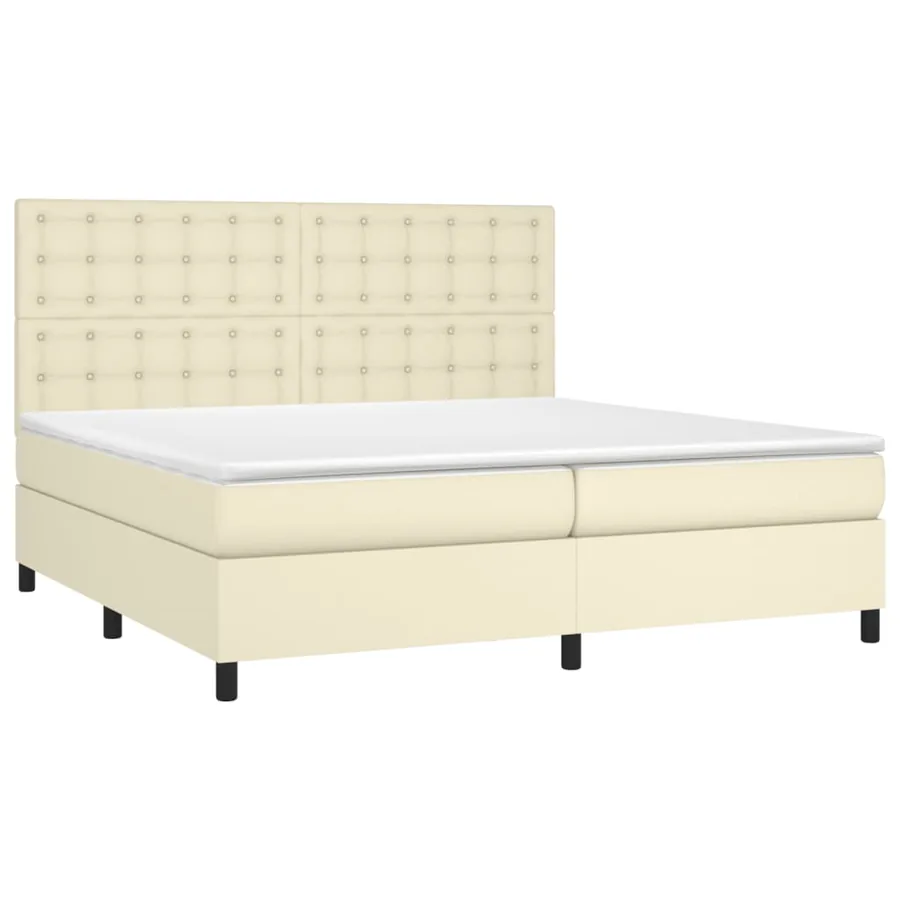 Sommier à lattes de lit avec matelas et LED Crème 200x200 cm - 3