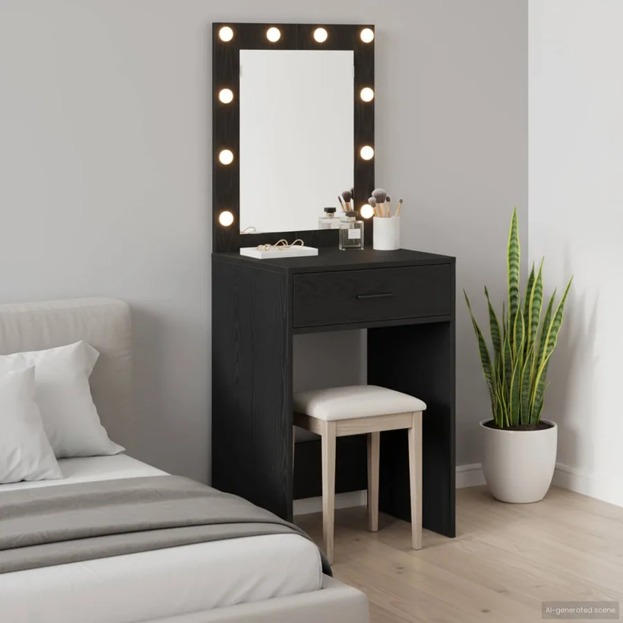 Table de Toilette Chêne noir 50 x 41 x 135 cm Bois d'ingénierie