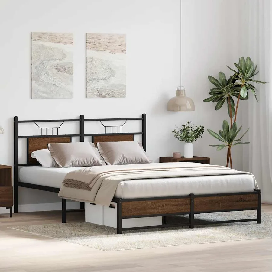 Cadre de lit sans matelas chêne marron 137x190 cm - 4