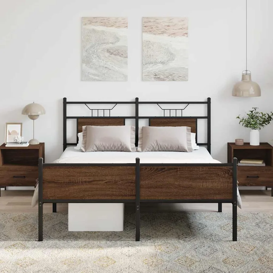 Cadre de lit sans matelas chêne marron 150x200 cm - 4