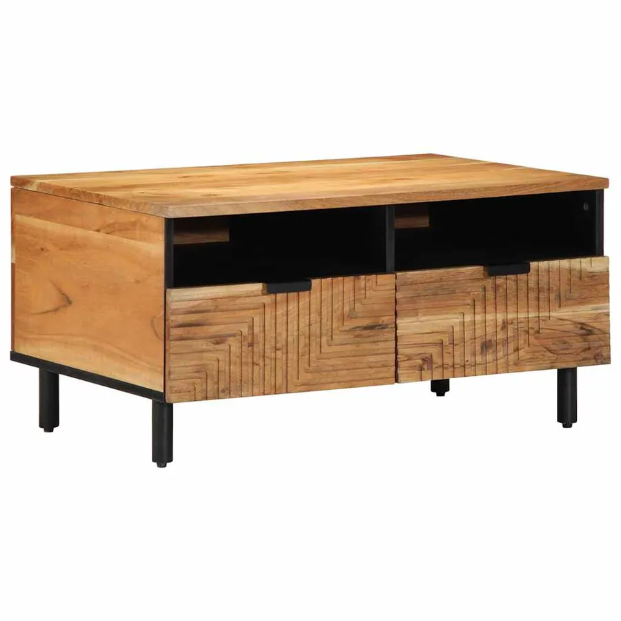 Table basse Marron 80 x 54 x 40 cm Bois d'Acacia Massif - 2