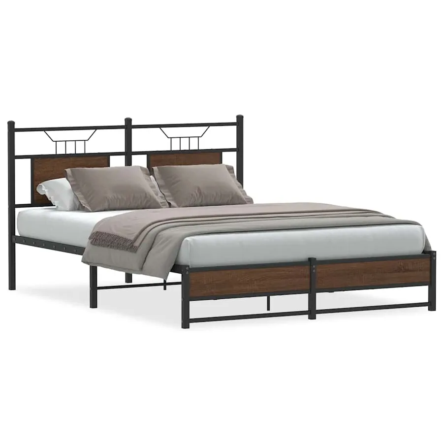 Cadre de lit sans matelas chêne marron 140x200 cm - 2