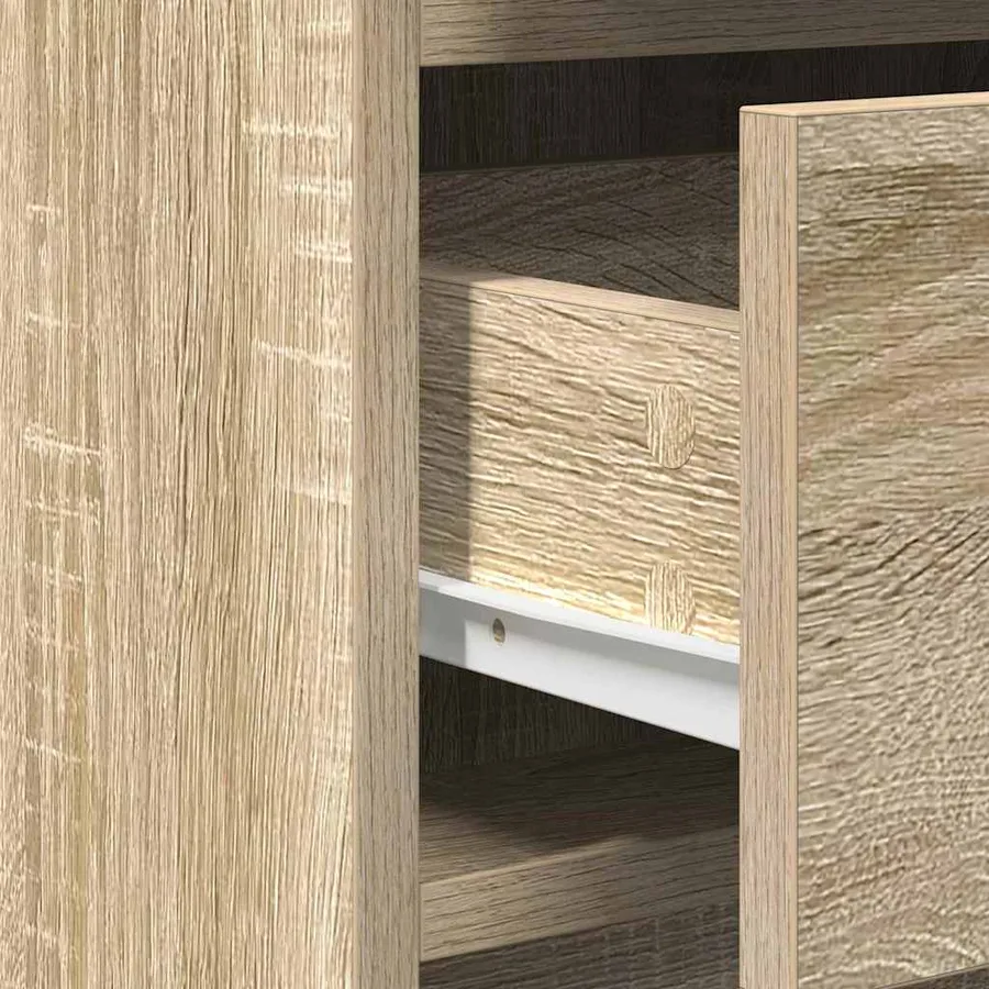 Table de Toilette avec tiroir 3 pcs Marron Bois d'ingénierie - 8
