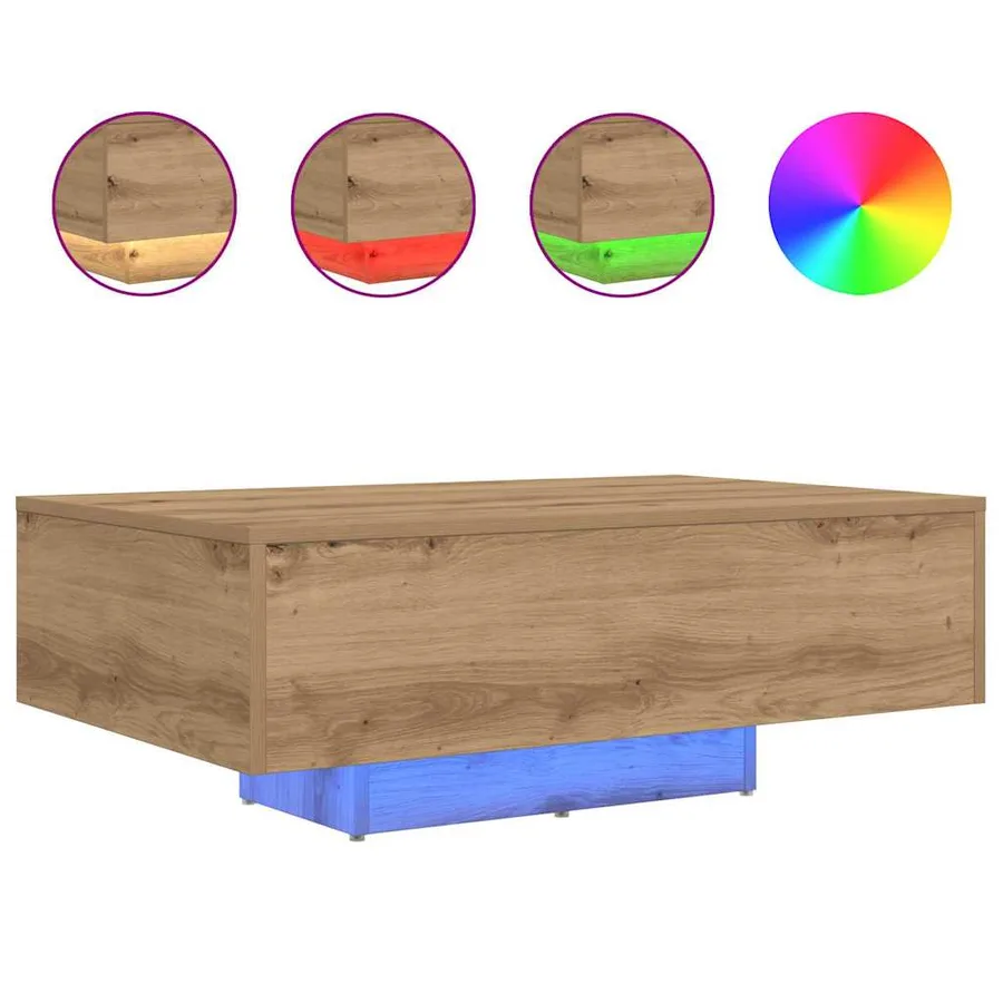 Table basse Chêne artisanal 85 x 55 x 31 cm Bois d'ingénierie - 2