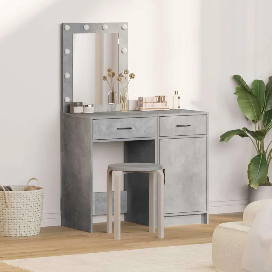Table de Toilette 2 pcs Gris 50 x 41 x 135 cm Bois d'ingénierie