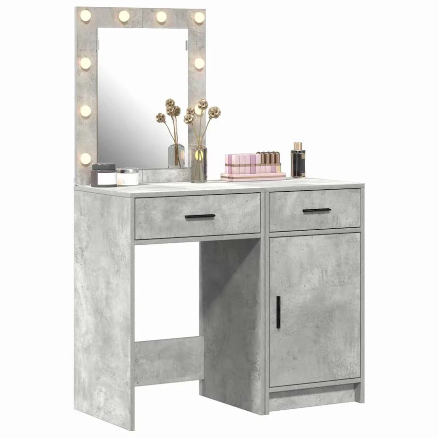 Table de Toilette 2 pcs Gris 50 x 41 x 135 cm Bois d'ingénierie - 3