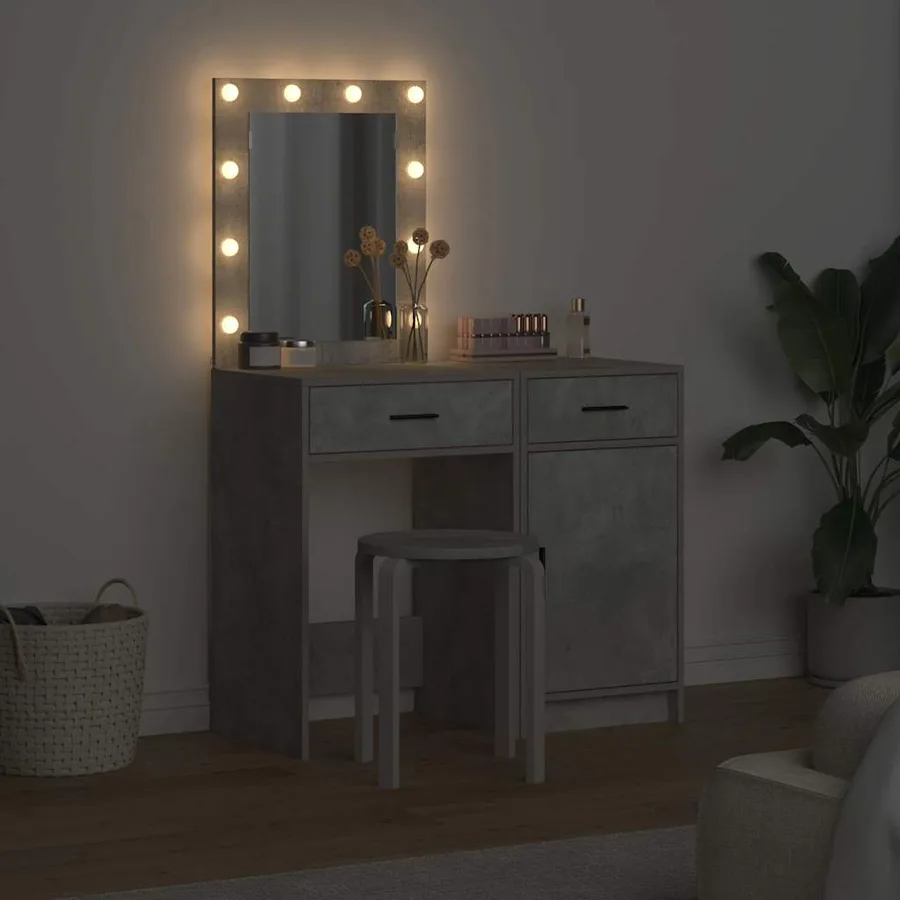 Table de Toilette 2 pcs Gris 50 x 41 x 135 cm Bois d'ingénierie - 4