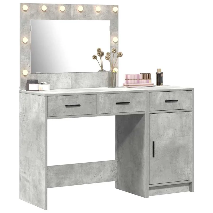 Table de Toilette avec tiroir 2 pcs Gris Bois d'ingénierie - 3