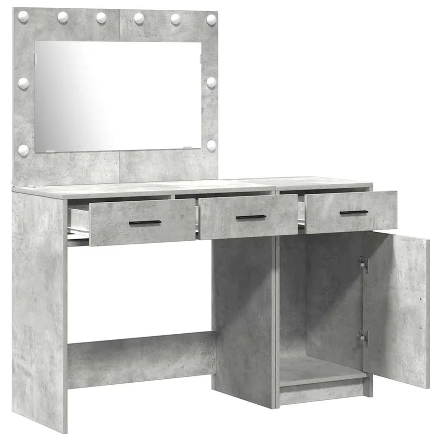 Table de Toilette avec tiroir 2 pcs Gris Bois d'ingénierie - 5