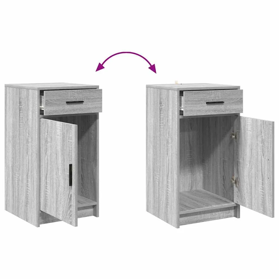 Table de Toilette avec tiroir 2 pcs Gris Bois d'ingénierie - 13
