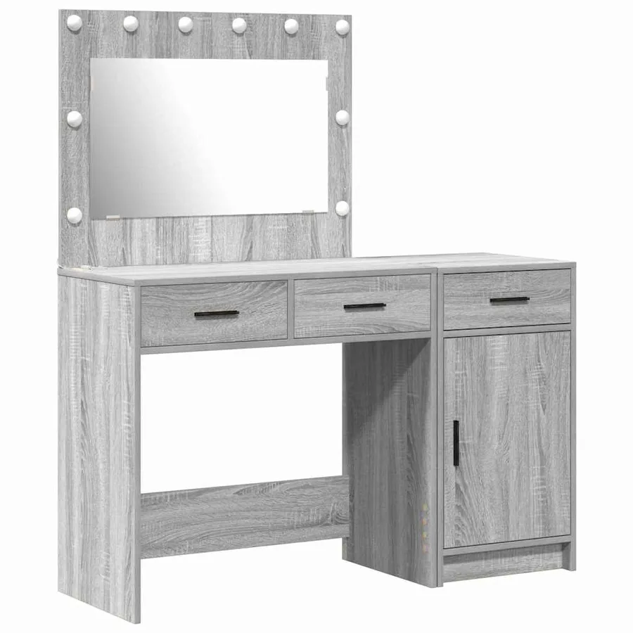 Table de Toilette avec tiroir 2 pcs Gris Bois d'ingénierie - 2