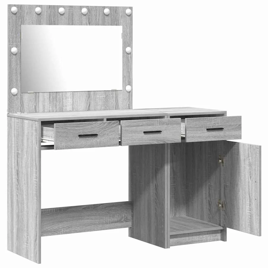 Table de Toilette avec tiroir 2 pcs Gris Bois d'ingénierie - 6