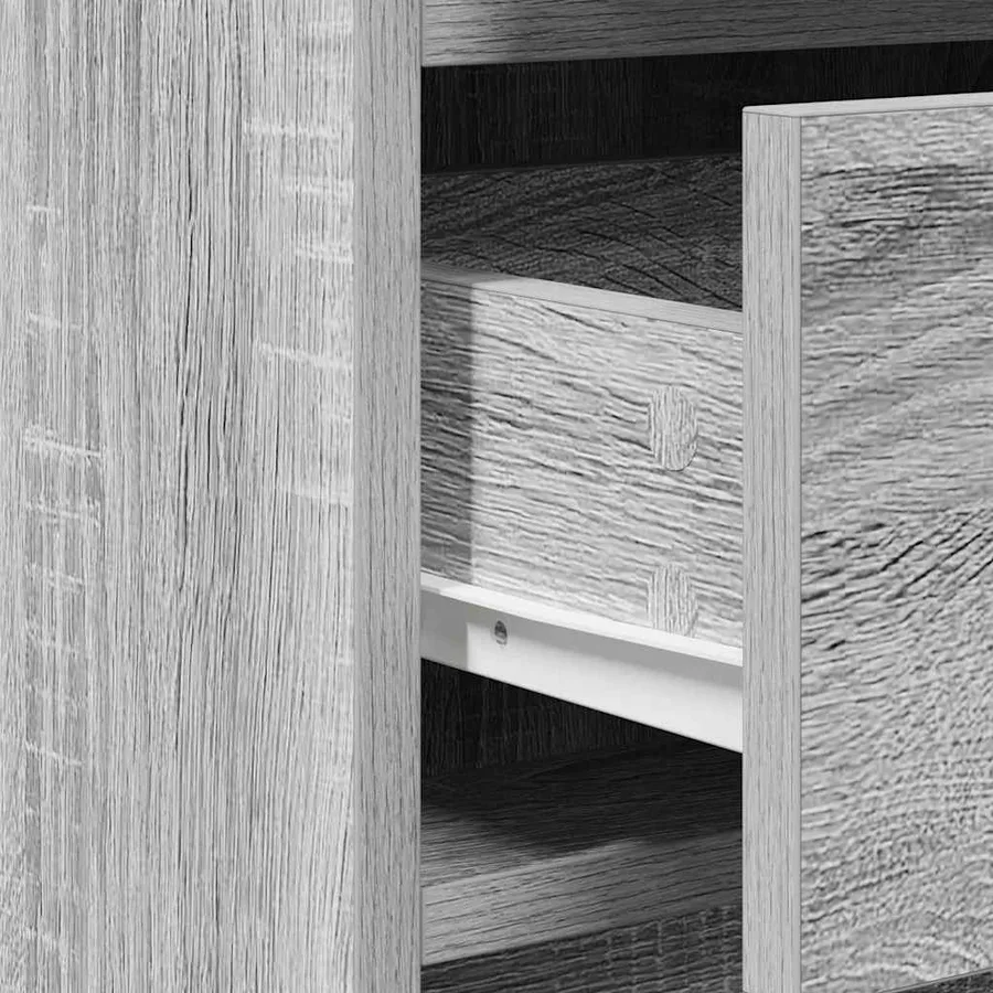 Table de Toilette avec tiroir 2 pcs Gris Bois d'ingénierie - 8