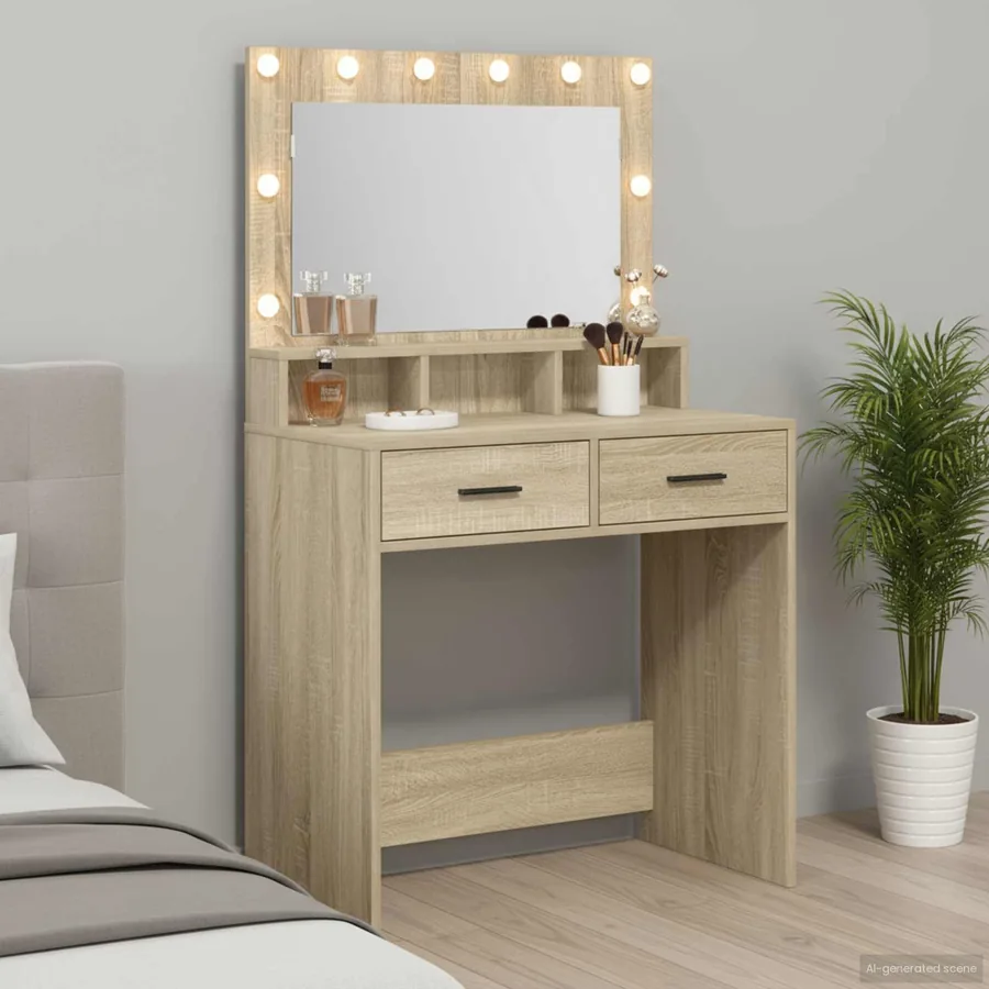 Table de Toilette avec tiroir Chêne Sonoma 79 x 41 x 135 cm