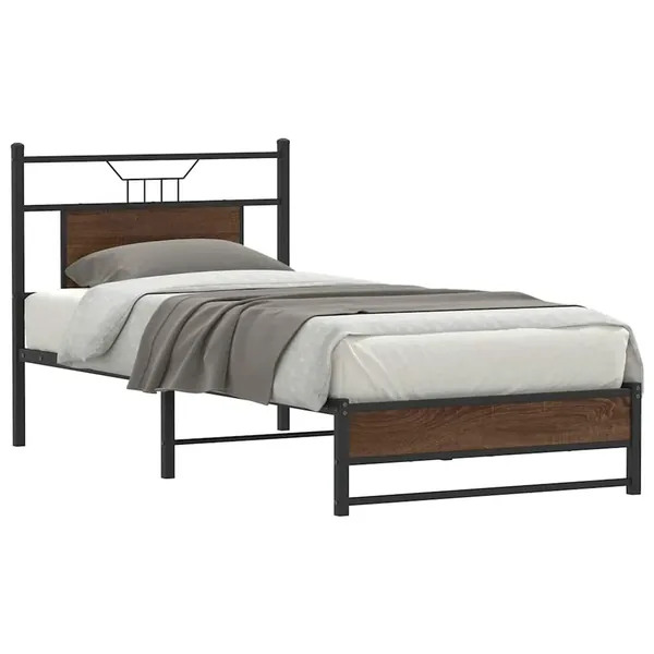 Cadre de lit sans matelas chêne marron 90x190cm bois ingénierie