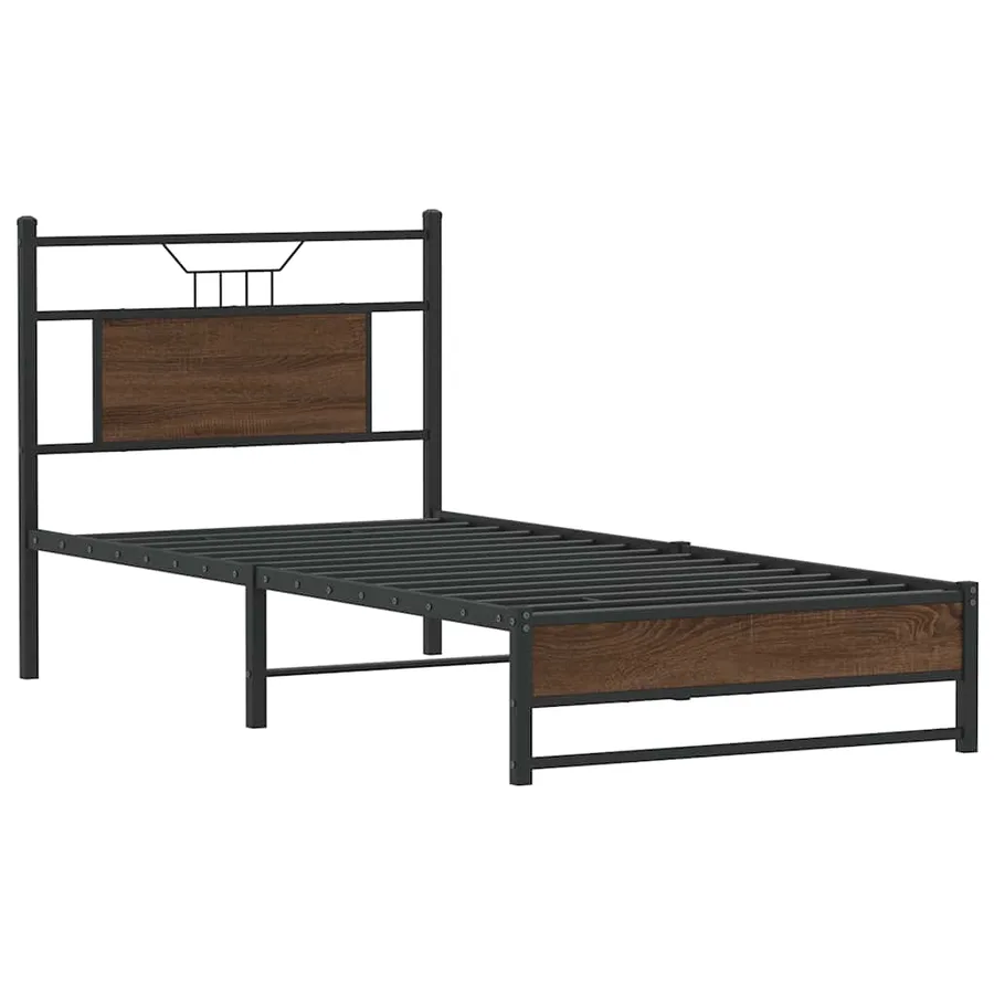 Cadre de lit sans matelas chêne marron 90x190cm bois ingénierie - 3