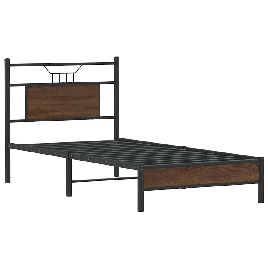 Cadre de lit sans matelas chêne marron 80x200cm bois ingénierie - 3