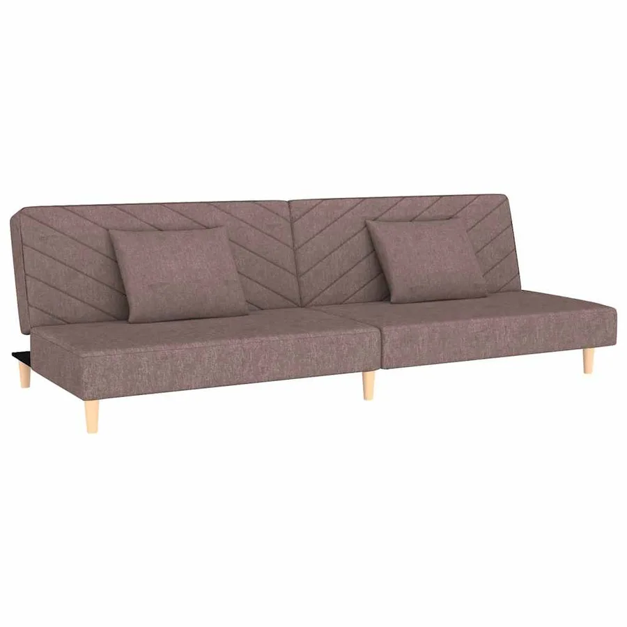 Canapé-lit à 2 places avec deux oreillers taupe tissu - 2