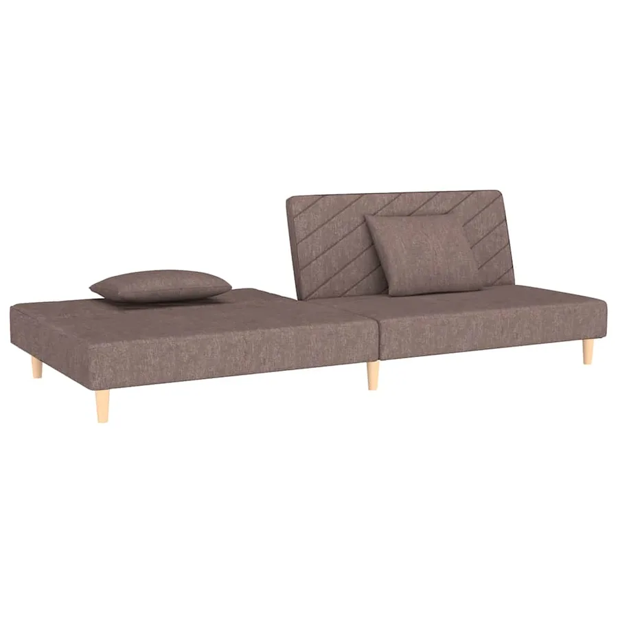 Canapé-lit à 2 places avec deux oreillers taupe tissu - 4