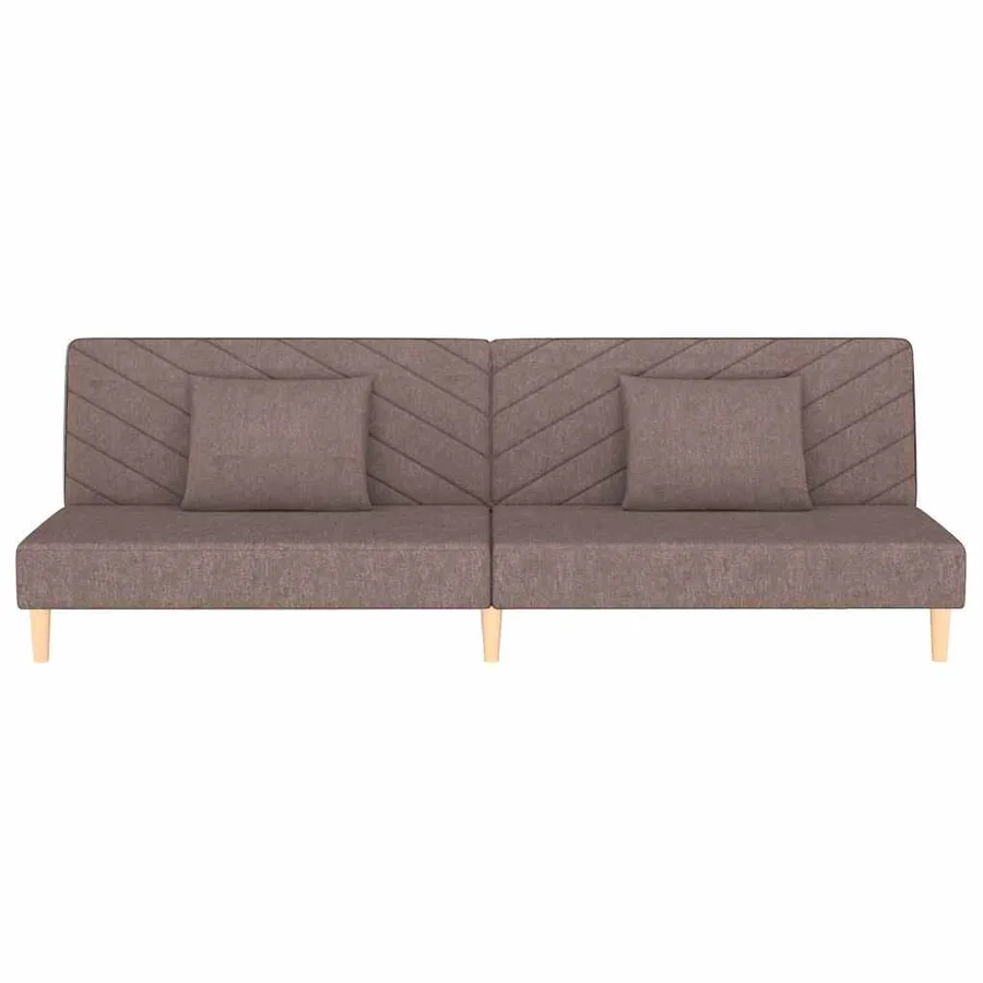 Canapé-lit à 2 places avec deux oreillers taupe tissu - 5