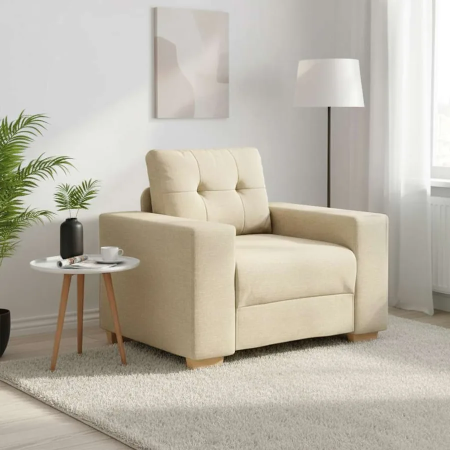 Canapé-fauteuil crème 100x78x80 cm tissu