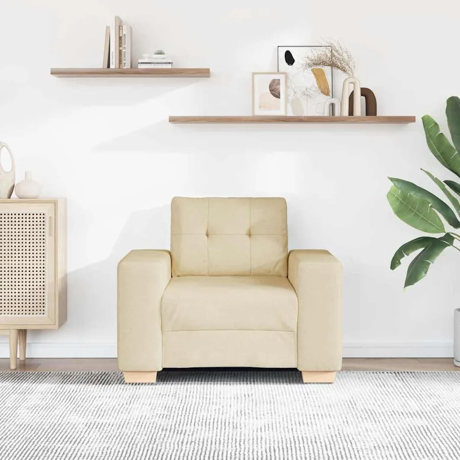 Canapé-fauteuil crème 100x78x80 cm tissu - 3
