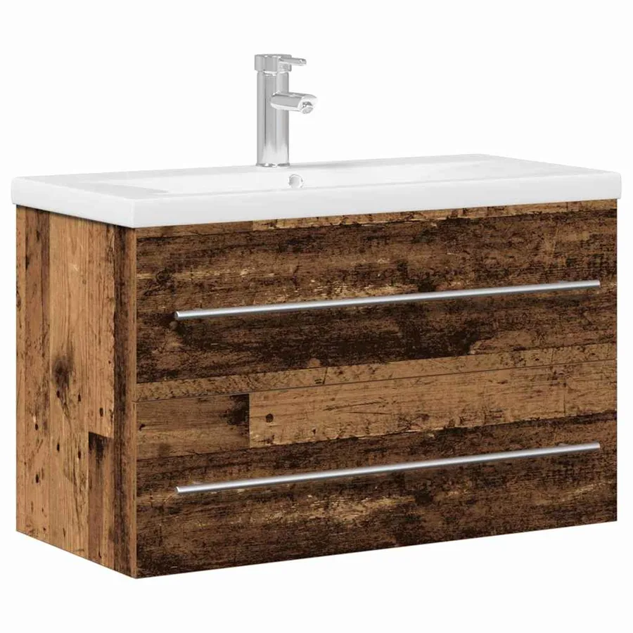 Meuble de Lavabo de Salle de Bain Bois Ancien 80 x 38,5 x 48 cm - 2