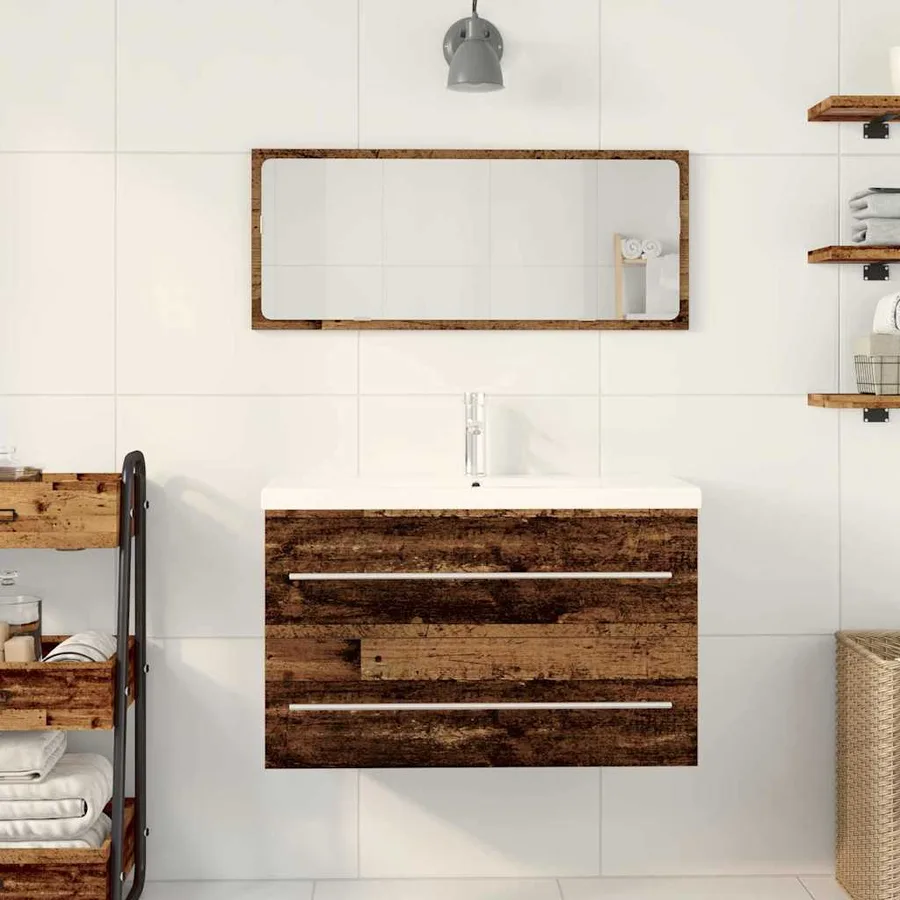 Meuble de Lavabo de Salle de Bain Bois Ancien 80 x 38,5 x 48 cm - 4