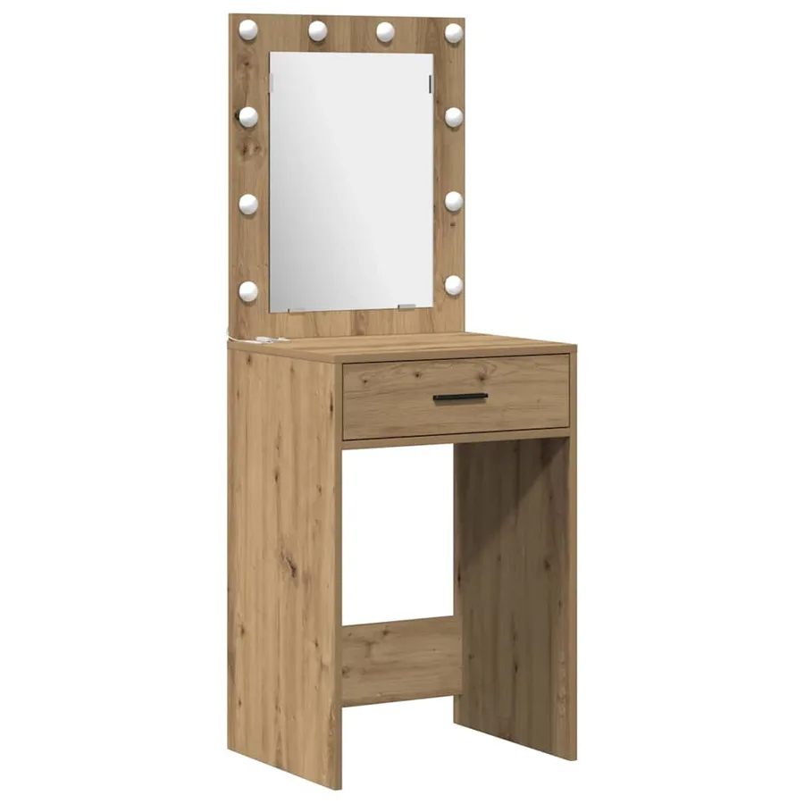 Ensemble de table de maquillage avec LED 3 pc Chêne artisanal - 5
