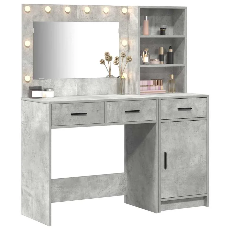 Table de Toilette avec tiroir 2 pcs Gris Bois d'ingénierie - 3