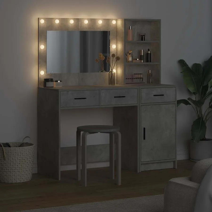 Table de Toilette avec tiroir 2 pcs Gris Bois d'ingénierie - 4