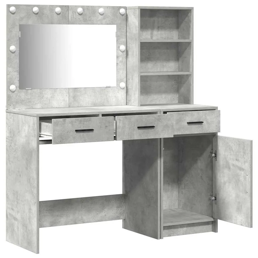 Table de Toilette avec tiroir 2 pcs Gris Bois d'ingénierie - 7