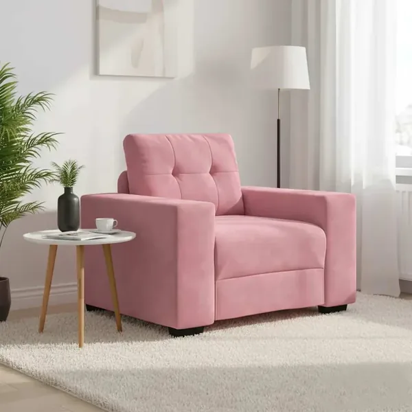 Fauteuil rose velours 100x78x80 cm
