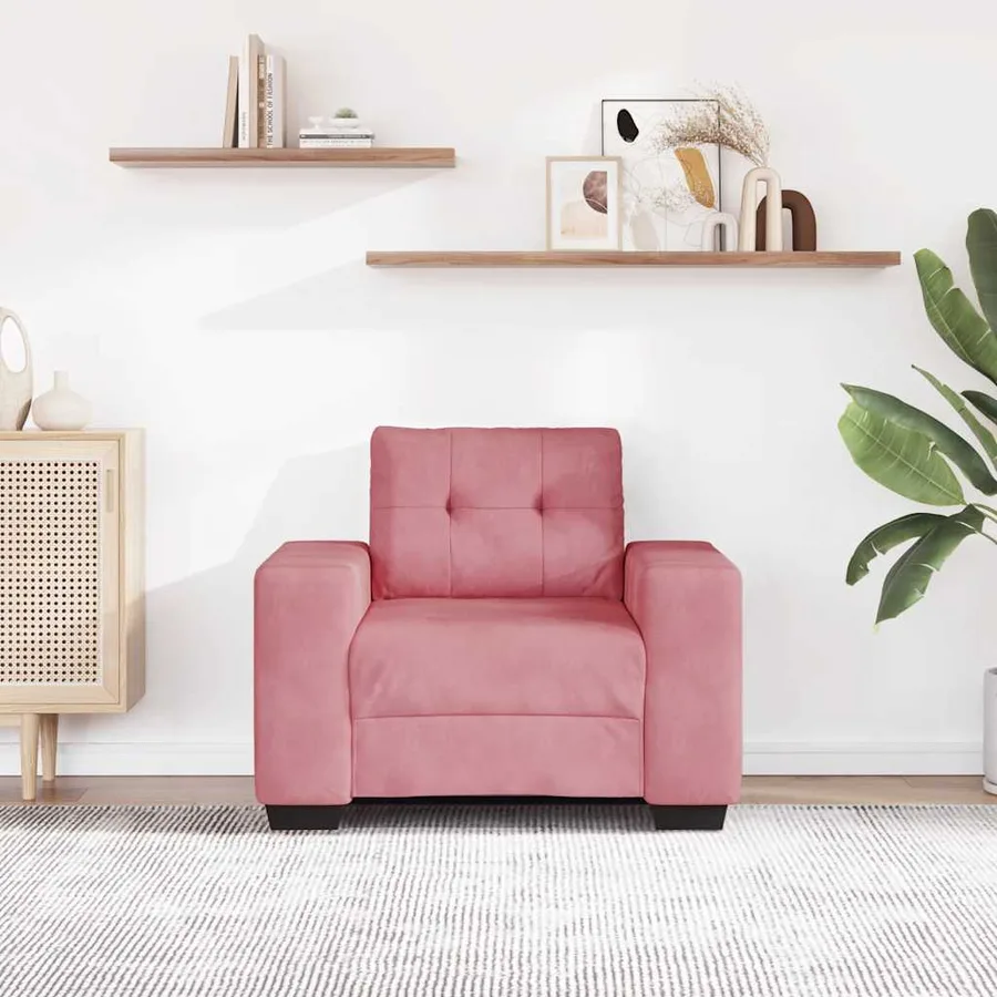 Fauteuil rose velours 100x78x80 cm - 3