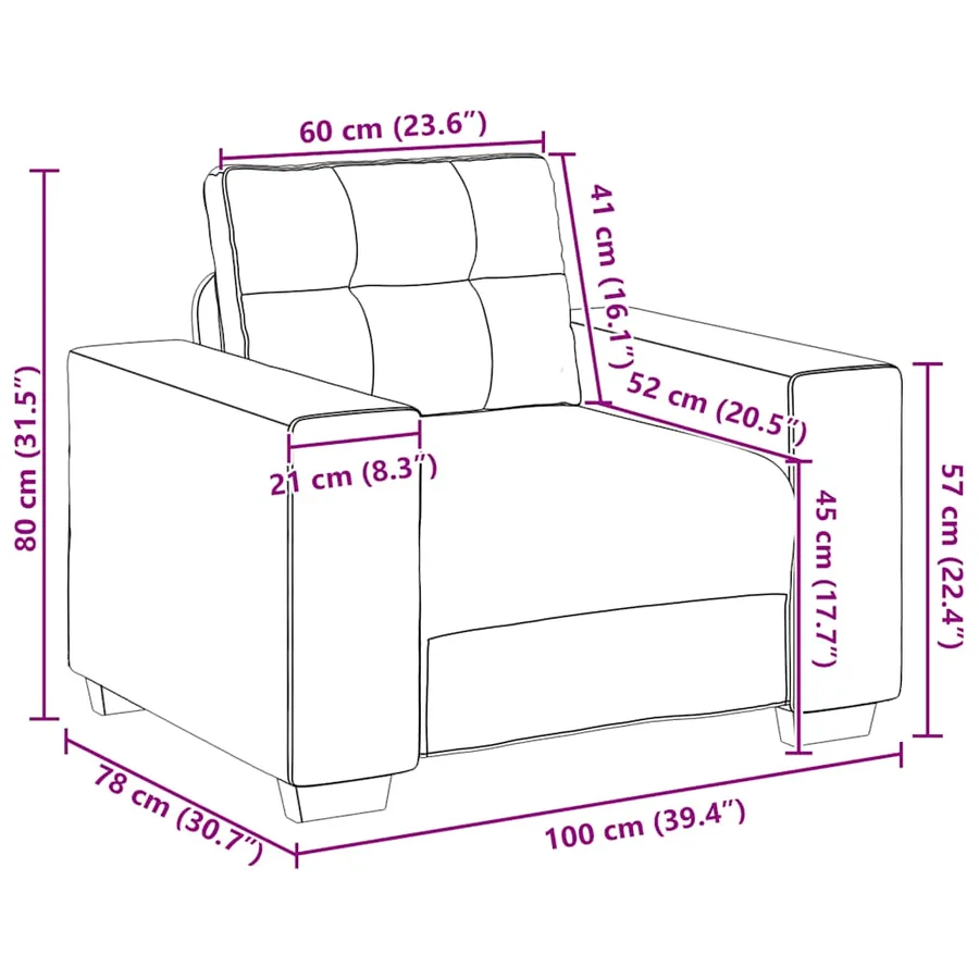 Canapé-fauteuil en lin 100x78x80 cm - 9