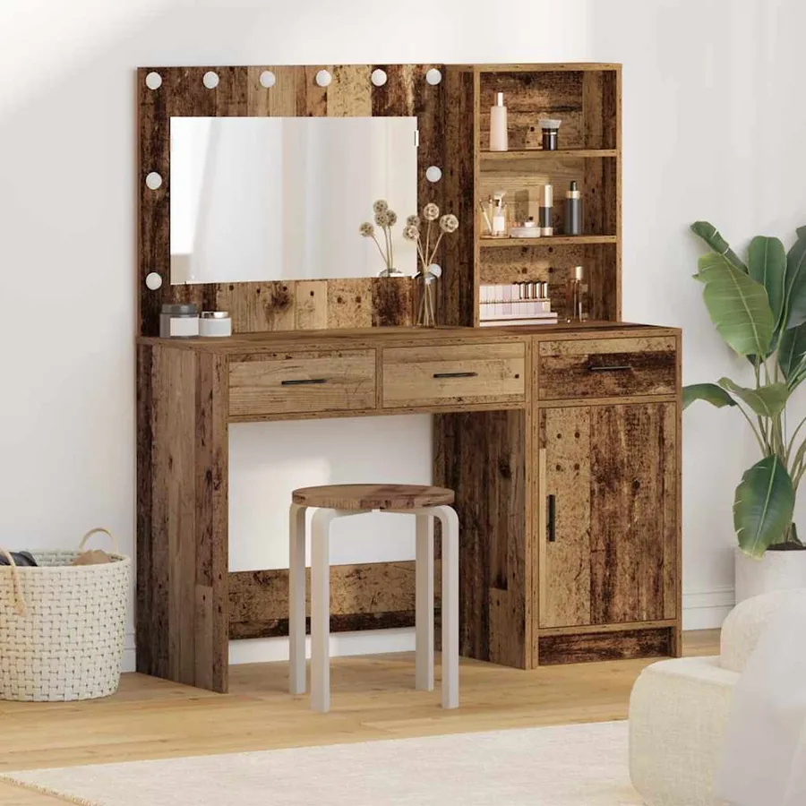Table de Toilette avec tiroir 2 pcs Marron Bois d'ingénierie