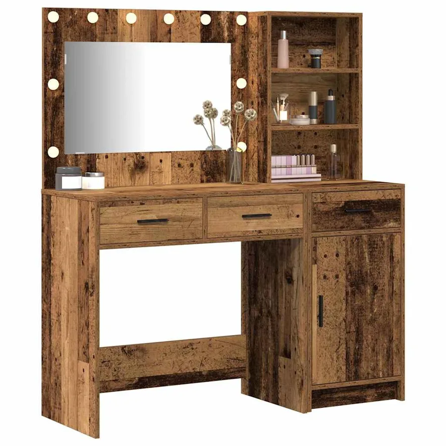 Table de Toilette avec tiroir 2 pcs Marron Bois d'ingénierie - 3