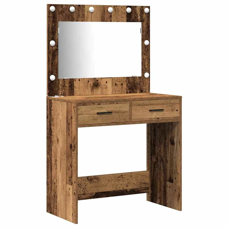 Table de Toilette avec tiroir 2 pcs Marron Bois d'ingénierie - 5