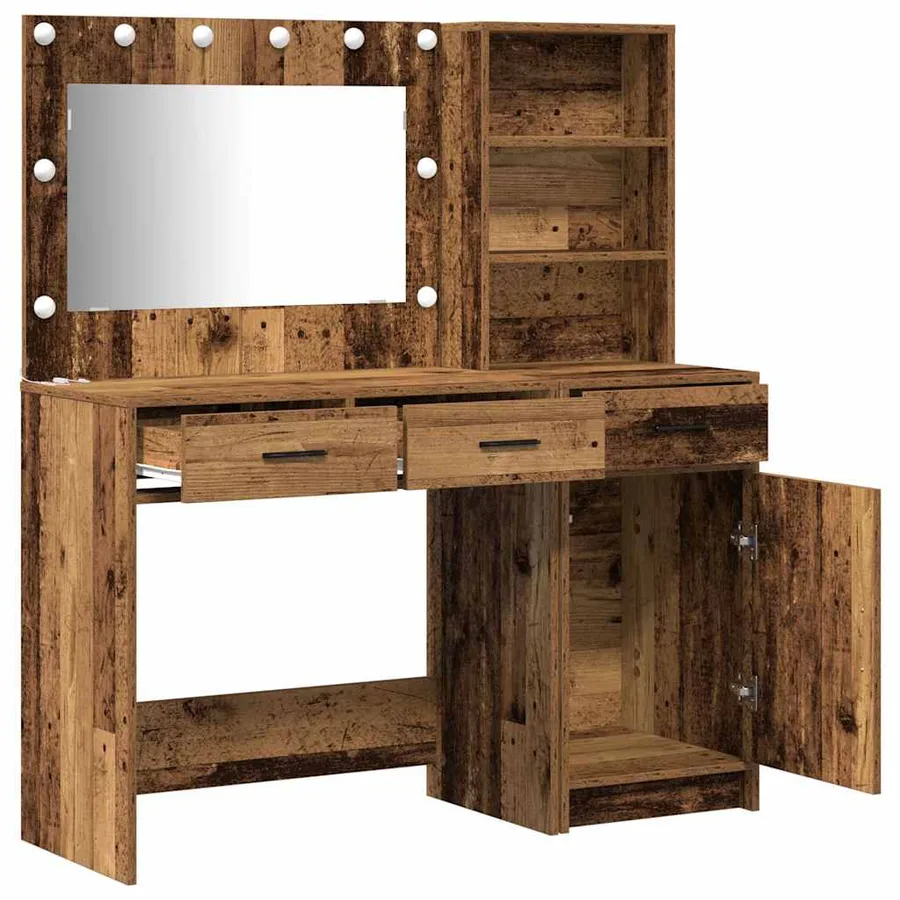 Table de Toilette avec tiroir 2 pcs Marron Bois d'ingénierie - 7